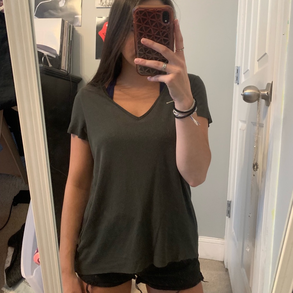 Dark green flowy v-neck